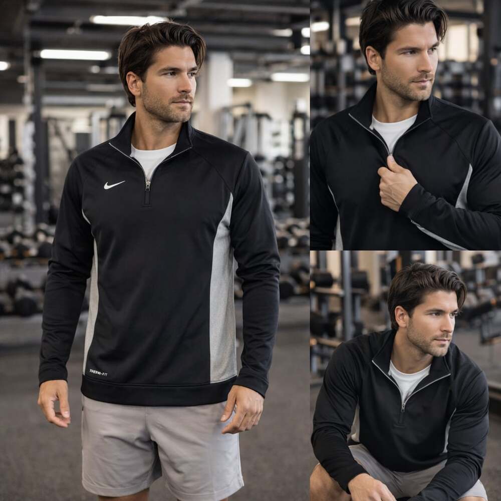 Nike Therma-FIT 1/4 Zip Pullover Black Gray Colorblock Men’s Size L